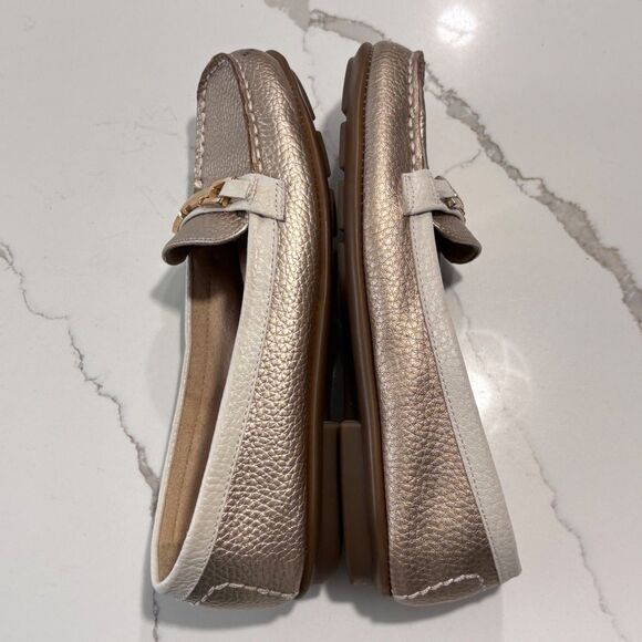 Aerosoles Women's Metallic Gold Nuwsreel Moccasin Vegan Loafers Shoes Size 7.5 - Picture 9 of 12